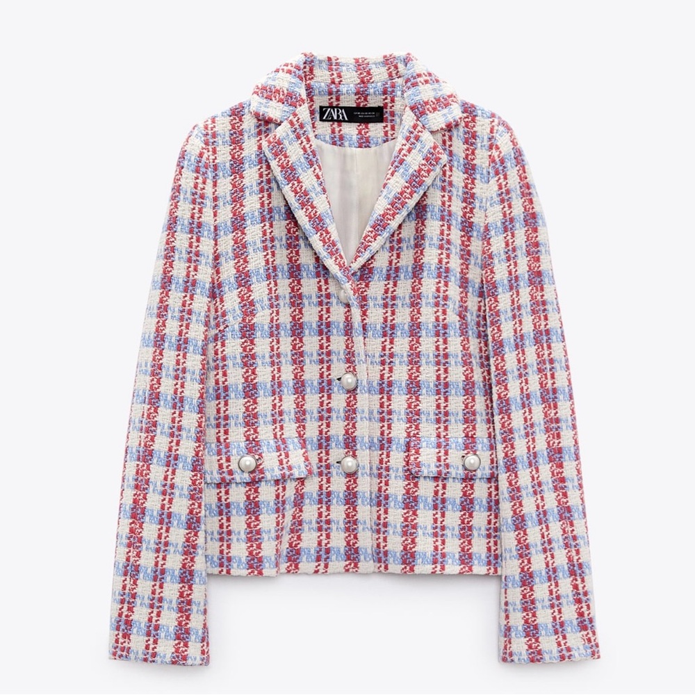 ZARA PEARL BUTTON TEXTURED JACKET